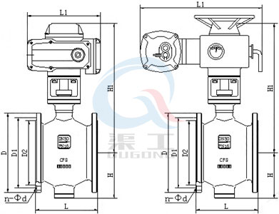 PQ940電動(dòng)偏心半球閥主要外形圖